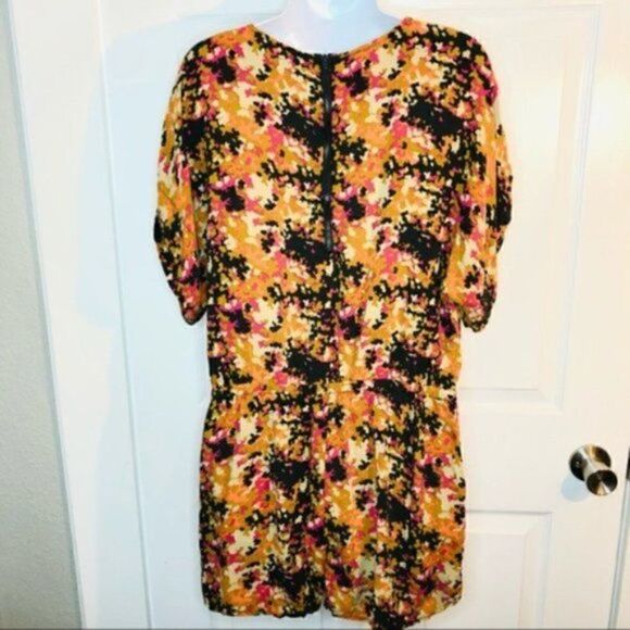 Fossil Abstract Colorful Romper Shorts Orange Tan Pink S - Picture 9 of 11